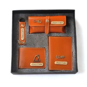 Dream Gift GLORE Your Name Leather Unisex Customized Passport Holder and Men's Wallet with Key Chain, Gifts, Personalized Gifts, Personalized Accessories, Multicolor (Copy) (Copy)